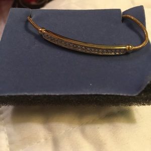 Rhinestone accent goldstone bar bracelet small